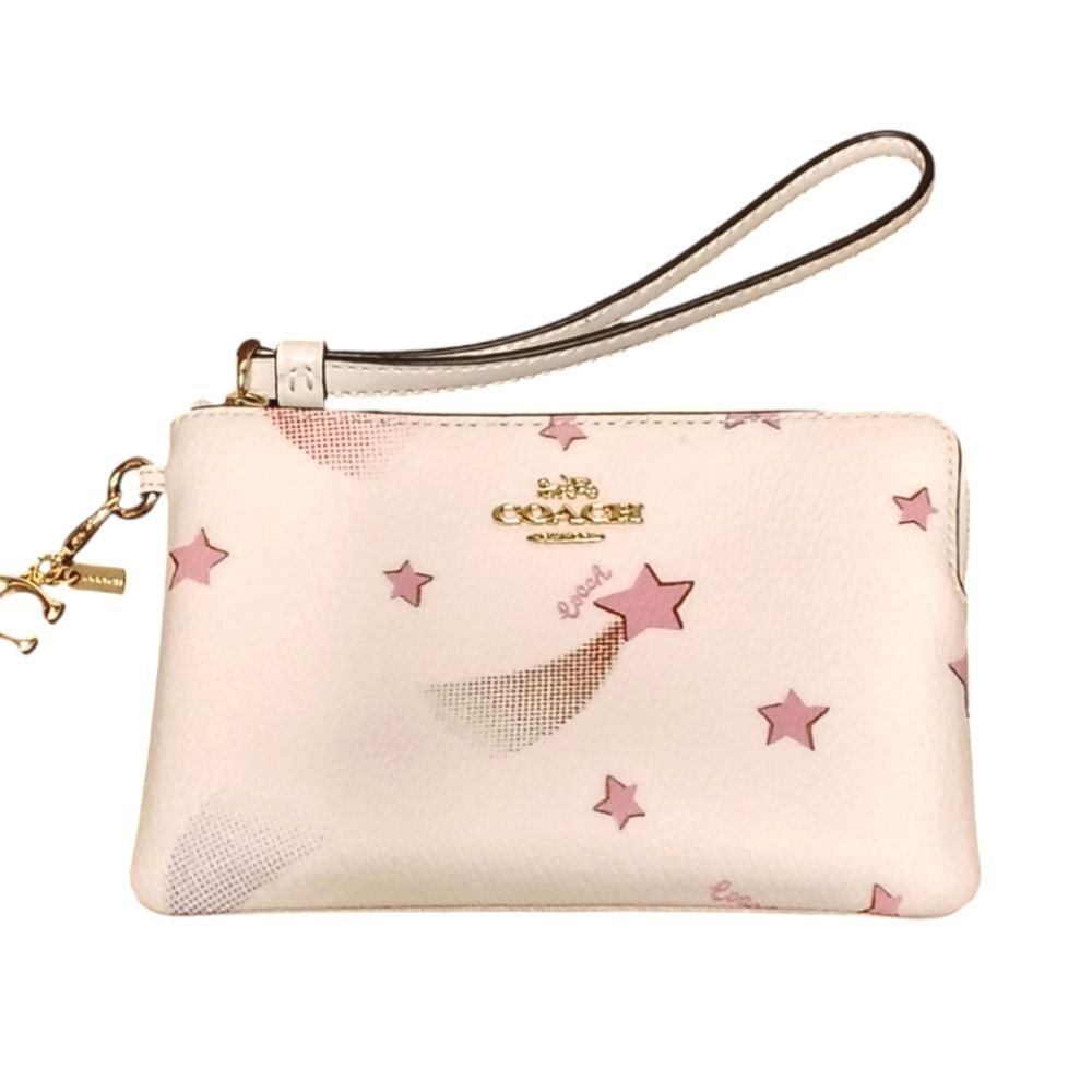 Like New COACH Shooting Stars & Logo Zip Wristlet Pouch